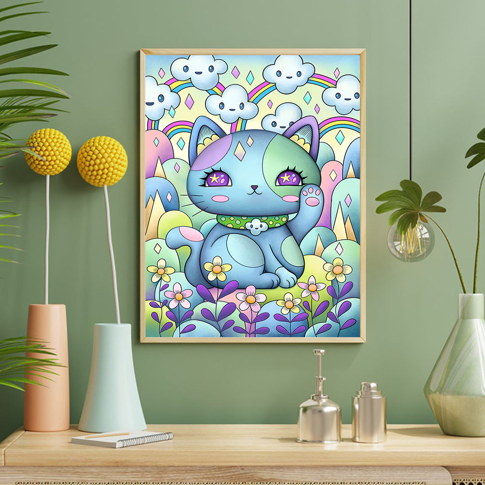 Blue Kitten - Full Round Drill Diamond Painting 40*50CM