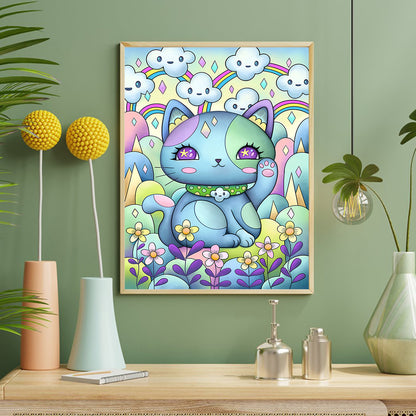 Blue Kitten - Full Round Drill Diamond Painting 40*50CM