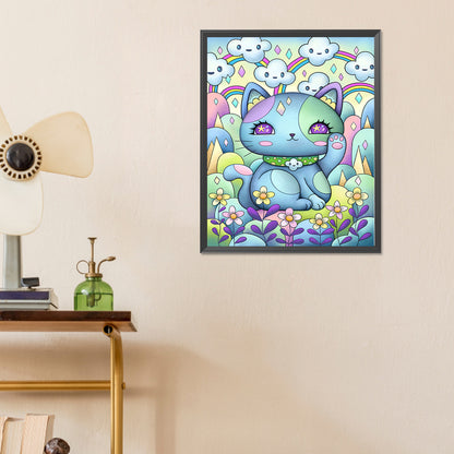 Blue Kitten - Full Round Drill Diamond Painting 40*50CM