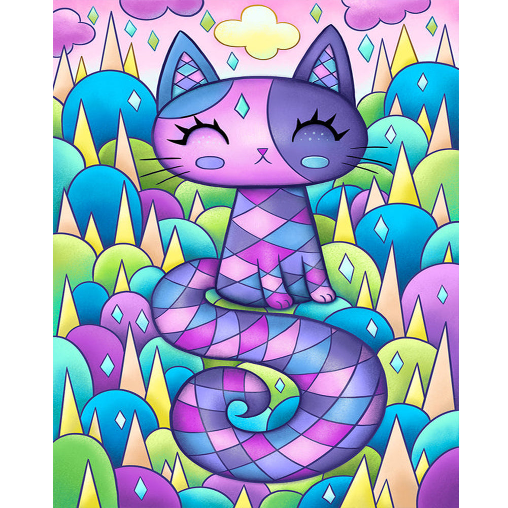 Purple Kitten - Full Round Drill Diamond Painting 40*50CM