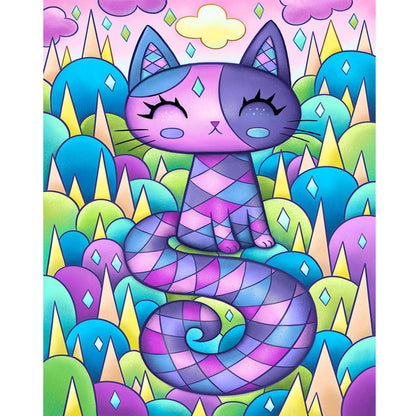 Purple Kitten - Full Round Drill Diamond Painting 40*50CM