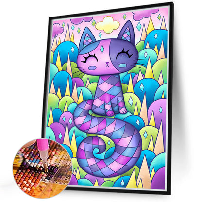 Purple Kitten - Full Round Drill Diamond Painting 40*50CM