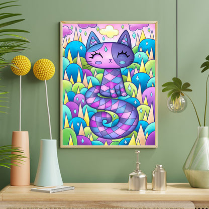 Purple Kitten - Full Round Drill Diamond Painting 40*50CM