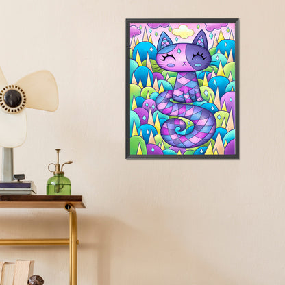 Purple Kitten - Full Round Drill Diamond Painting 40*50CM