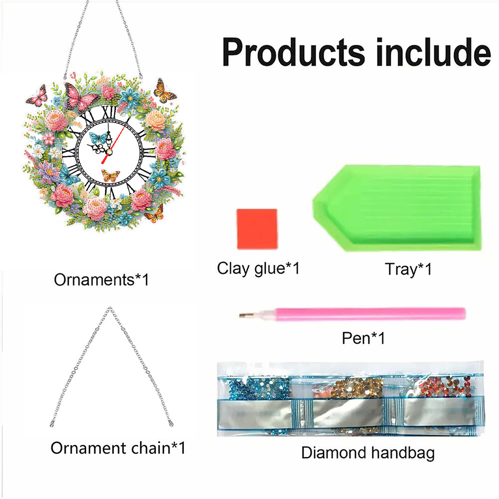 Acrylic Special Shape Flowers 5D Diamond Painting Clock Art Craft for Home Decor