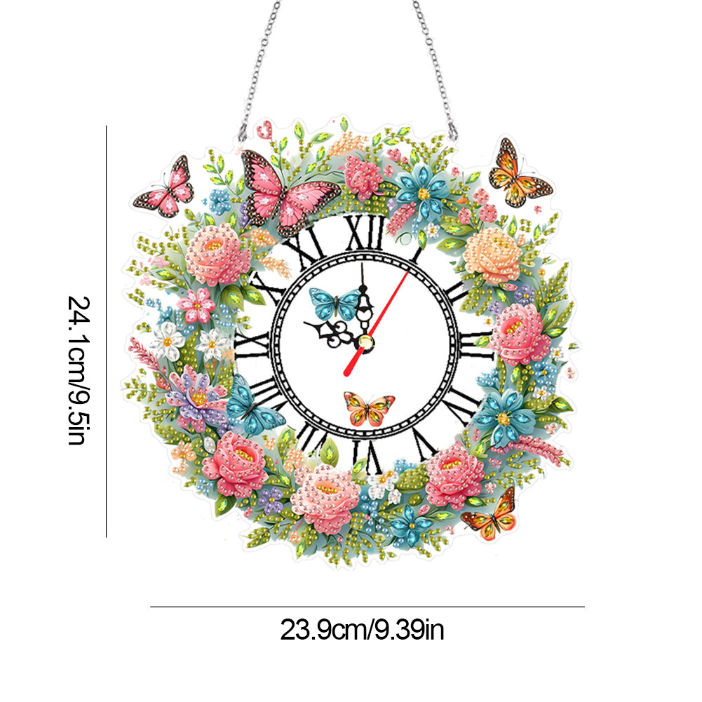 Acrylic Special Shape Flowers 5D Diamond Painting Clock Art Craft for Home Decor