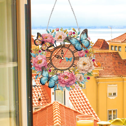 Acrylic Special Shape Flowers 5D Diamond Painting Clock Art Craft for Home Decor