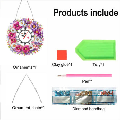 Acrylic Special Shape Flowers 5D Diamond Painting Clock Art Craft for Home Decor