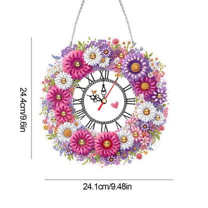 Acrylic Special Shape Flowers 5D Diamond Painting Clock Art Craft for Home Decor
