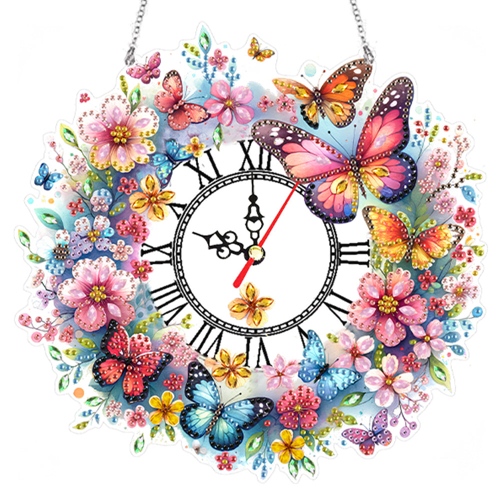 Acrylic Special Shape Flowers 5D Diamond Painting Clock Art Craft for Home Decor