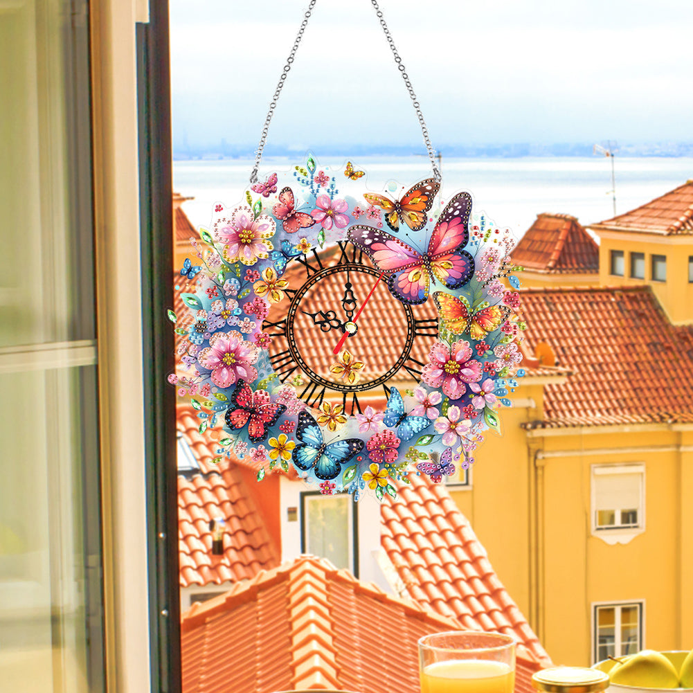 Acrylic Special Shape Flowers 5D Diamond Painting Clock Art Craft for Home Decor