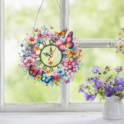 Acrylic Special Shape Flowers 5D Diamond Painting Clock Art Craft for Home Decor