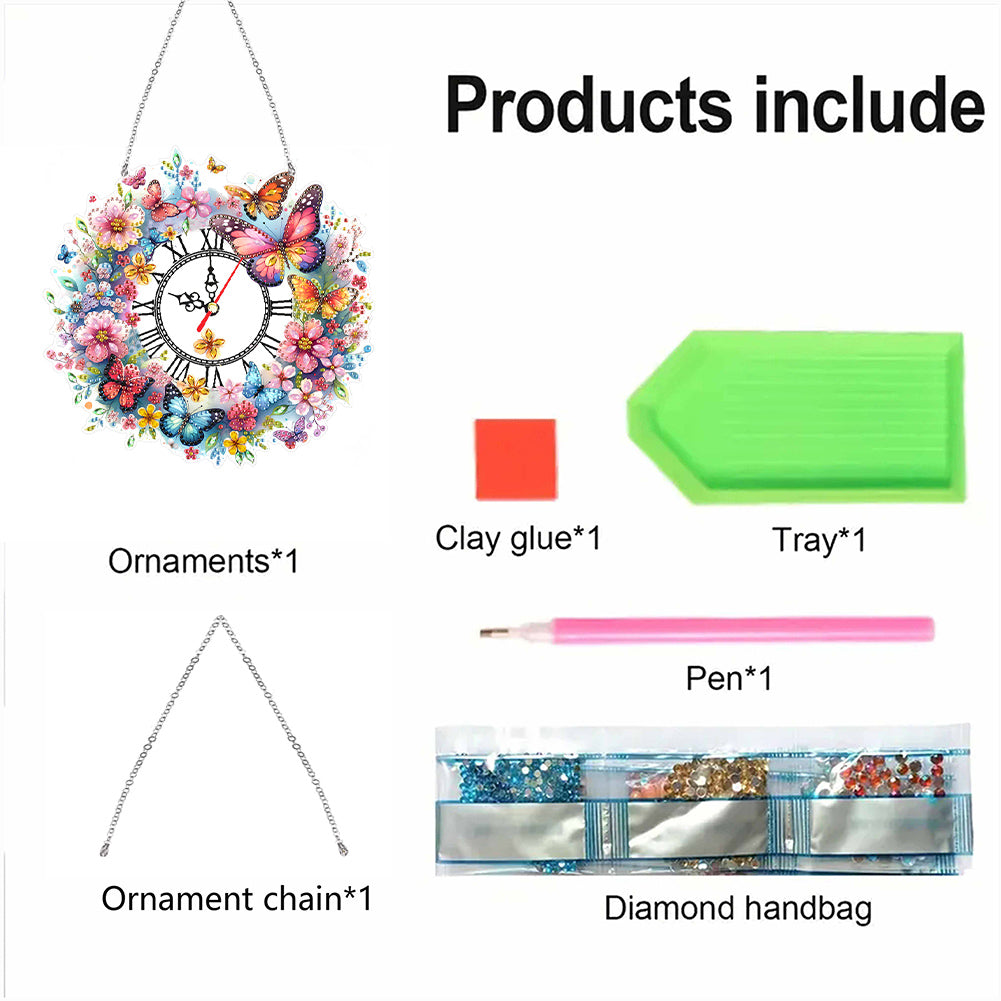 Acrylic Special Shape Flowers 5D Diamond Painting Clock Art Craft for Home Decor