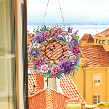 Acrylic Special Shape Flowers 5D Diamond Painting Clock Art Craft for Home Decor