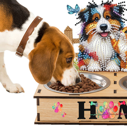 5D DIY Diamond Painting Water Feeder Diamond Art Dog Bowl for Small Medium Pets