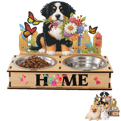 5D DIY Diamond Painting Water Feeder Diamond Art Dog Bowl for Small Medium Pets