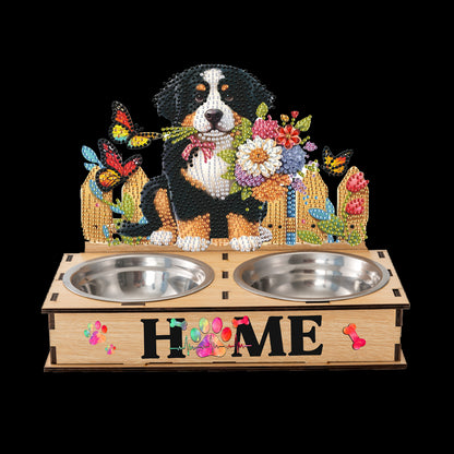 5D DIY Diamond Painting Water Feeder Diamond Art Dog Bowl for Small Medium Pets