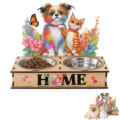 5D DIY Diamond Painting Water Feeder Diamond Art Dog Bowl for Small Medium Pets
