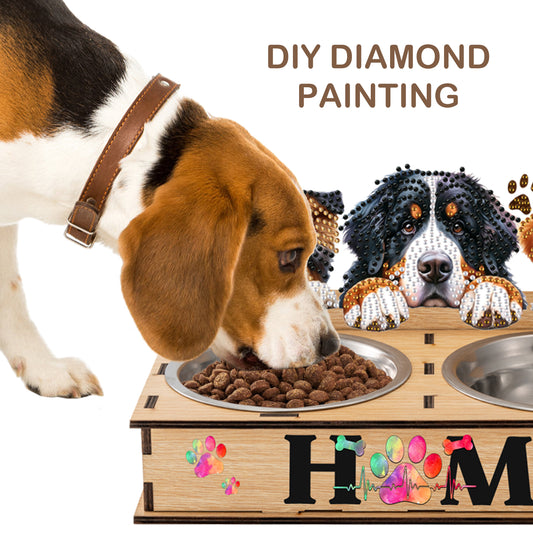 5D DIY Diamond Painting Water Feeder Diamond Art Dog Bowl for Small Medium Pets
