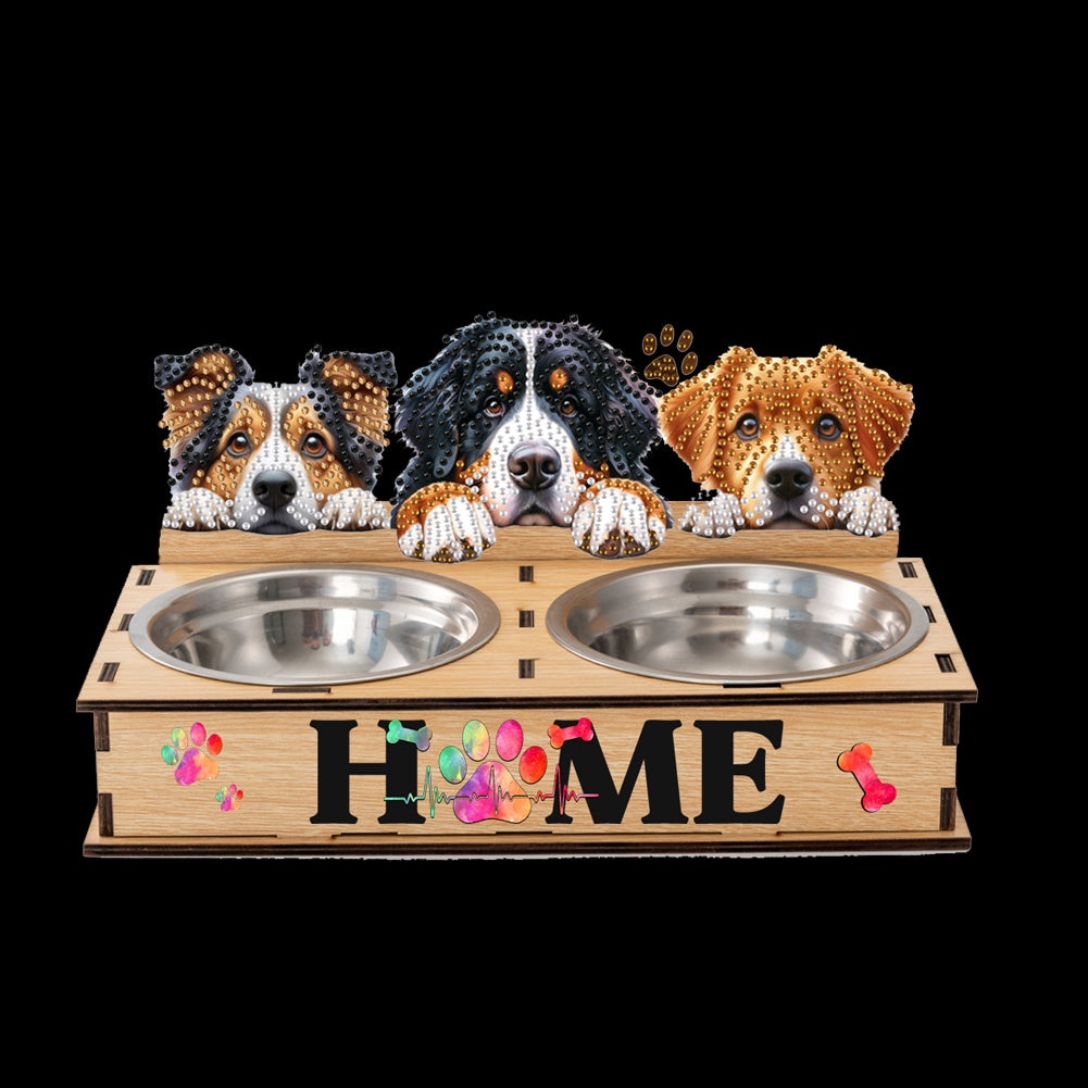 5D DIY Diamond Painting Water Feeder Diamond Art Dog Bowl for Small Medium Pets