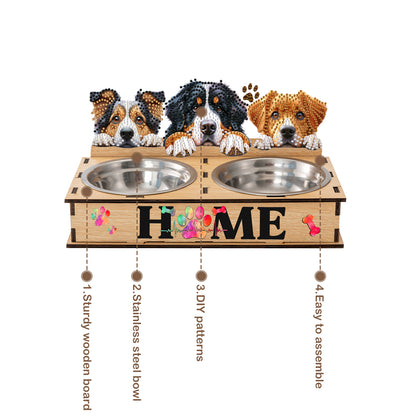 5D DIY Diamond Painting Water Feeder Diamond Art Dog Bowl for Small Medium Pets