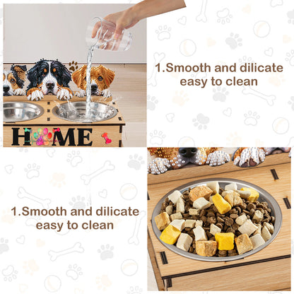 5D DIY Diamond Painting Water Feeder Diamond Art Dog Bowl for Small Medium Pets