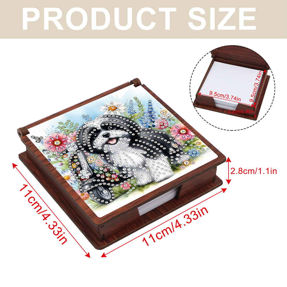 Wooden 5D Diamond Painting Kit Note Box with 160 Sheets Diamond Art Notepad Box