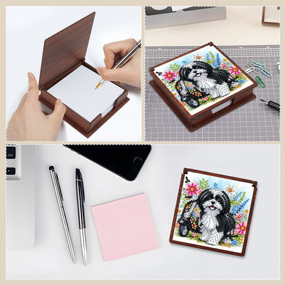 Wooden 5D Diamond Painting Kit Note Box with 160 Sheets Diamond Art Notepad Box