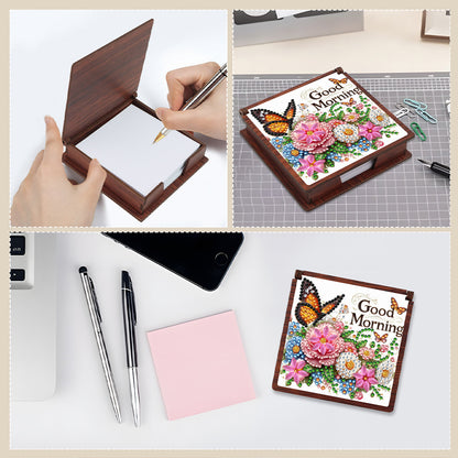 Wooden 5D Diamond Painting Kit Note Box with 160 Sheets Diamond Art Notepad Box