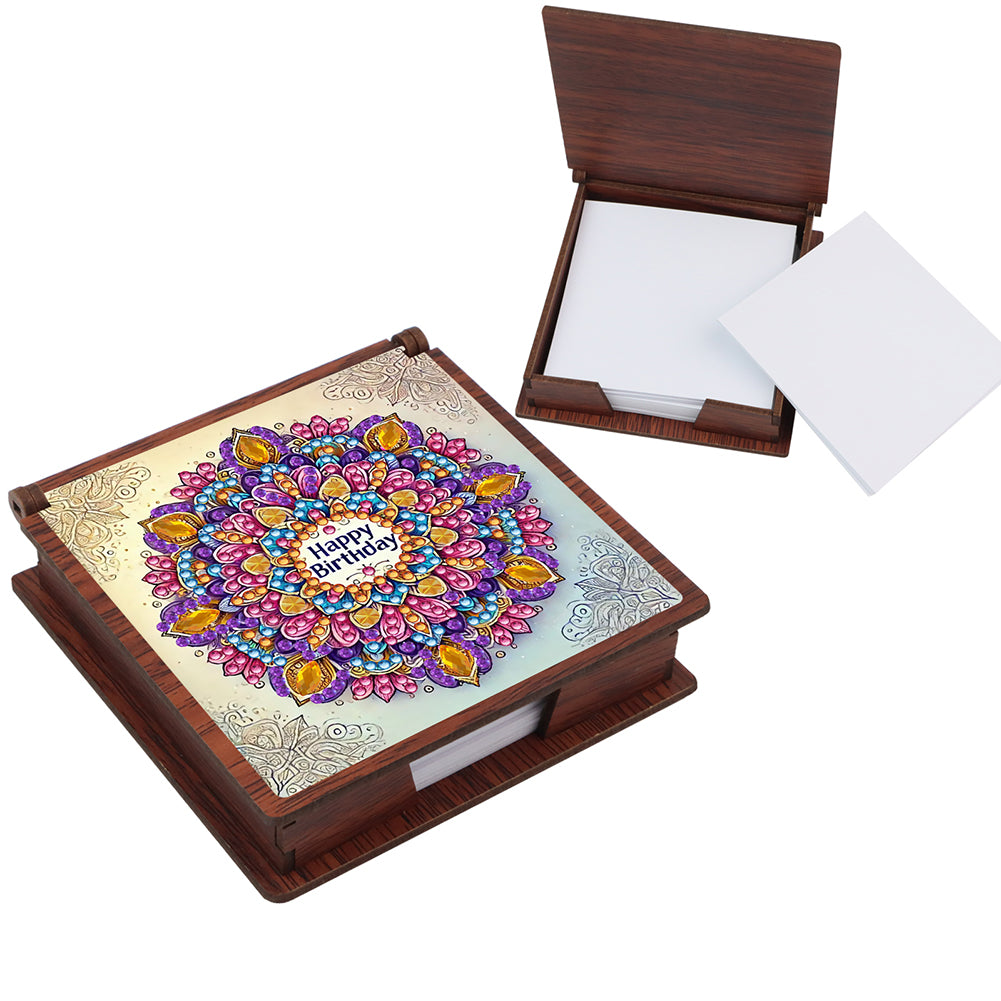 Wooden 5D Diamond Painting Kit Note Box with 160 Sheets Diamond Art Notepad Box