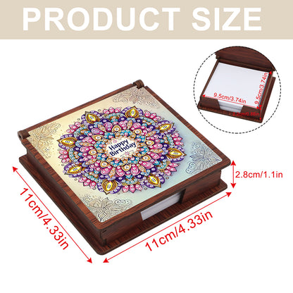 Wooden 5D Diamond Painting Kit Note Box with 160 Sheets Diamond Art Notepad Box