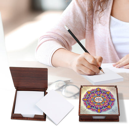 Wooden 5D Diamond Painting Kit Note Box with 160 Sheets Diamond Art Notepad Box
