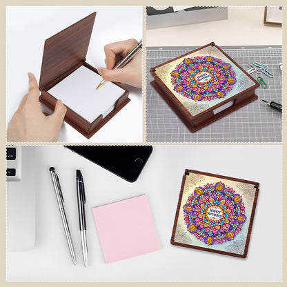 Wooden 5D Diamond Painting Kit Note Box with 160 Sheets Diamond Art Notepad Box