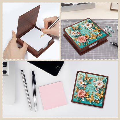 Wooden 5D Diamond Painting Kit Note Box with 160 Sheets Diamond Art Notepad Box