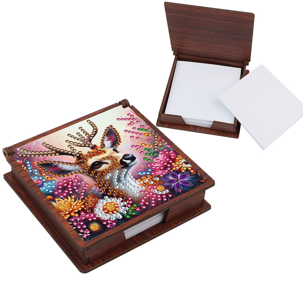 Wooden 5D Diamond Painting Kit Note Box with 160 Sheets Diamond Art Notepad Box