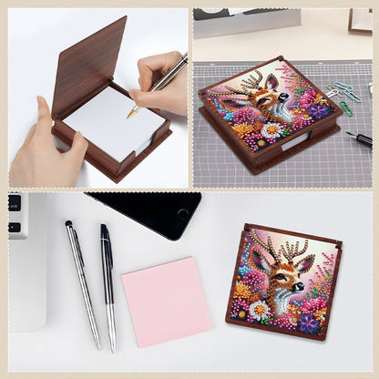 Wooden 5D Diamond Painting Kit Note Box with 160 Sheets Diamond Art Notepad Box