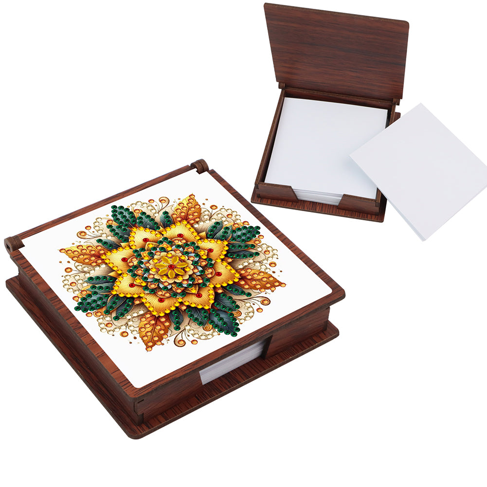 Wooden 5D Diamond Painting Kit Note Box with 160 Sheets Diamond Art Notepad Box
