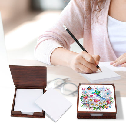 Wooden 5D Diamond Painting Kit Note Box with 160 Sheets Diamond Art Notepad Box
