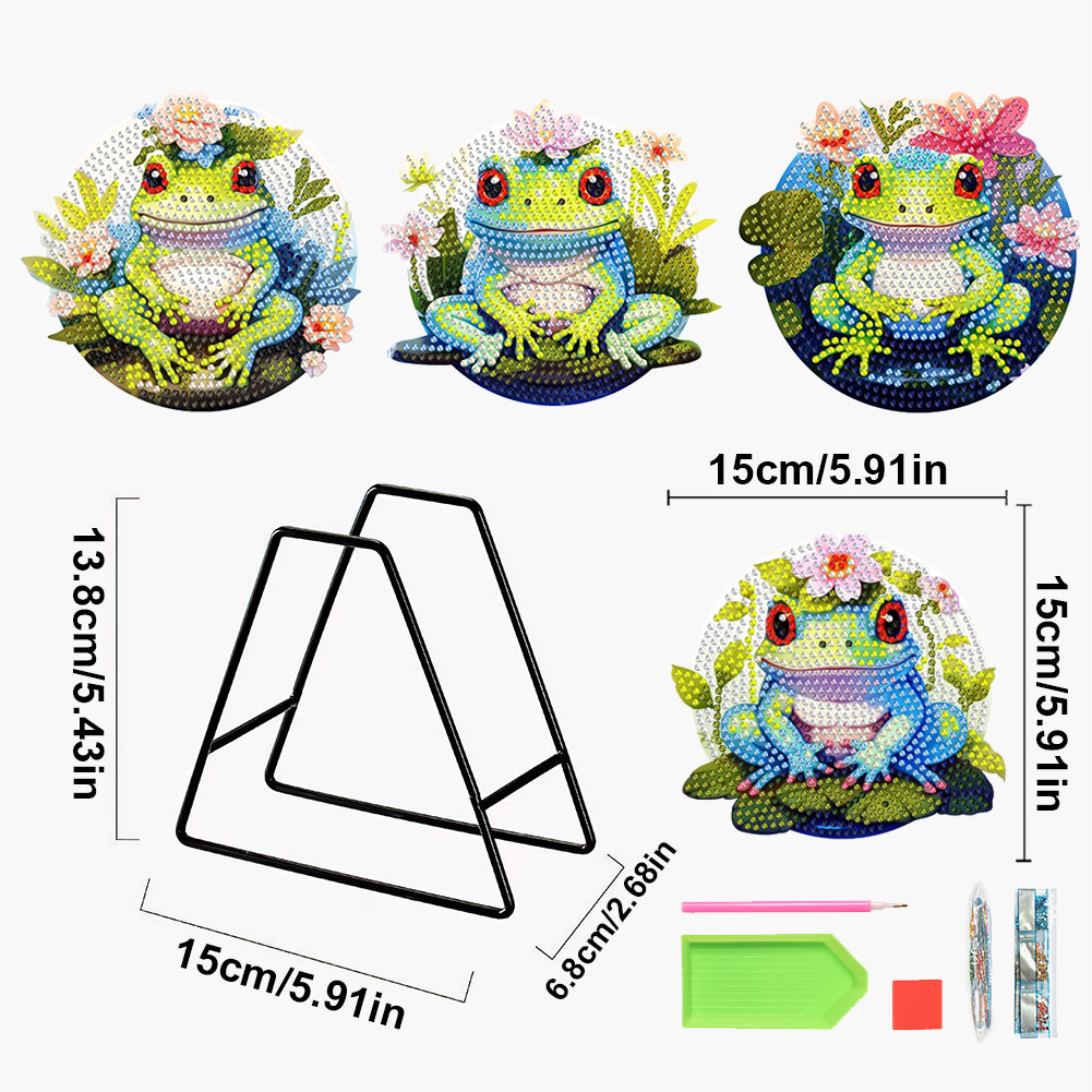 4 Pcs Wooden Diamond Painting Placemats with Holder Round Diamond Art Table Mats