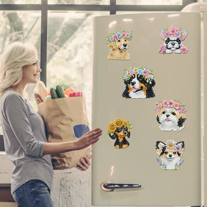 6 Pieces/set Animal Cake DIY Diamond Painting Magnets Refrigerator Fridge Magnet