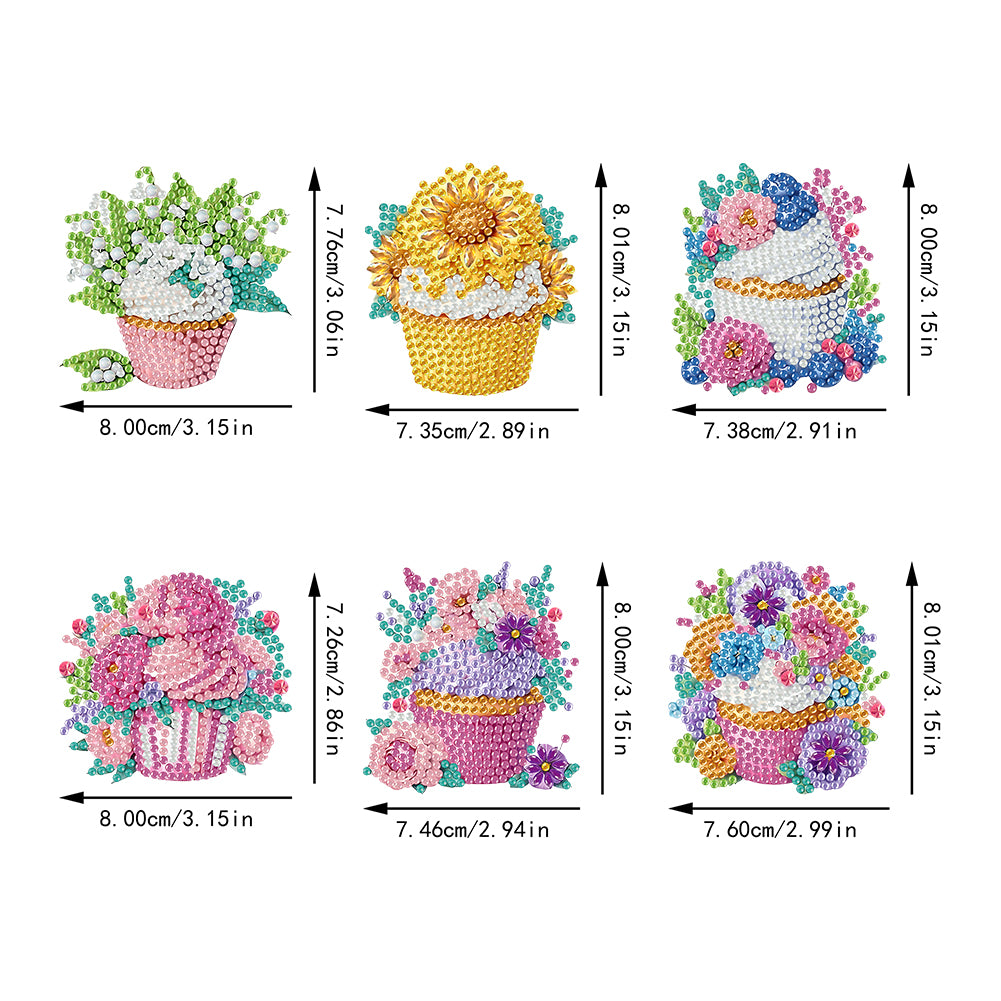 6 Pieces/set Animal Cake DIY Diamond Painting Magnets Refrigerator Fridge Magnet