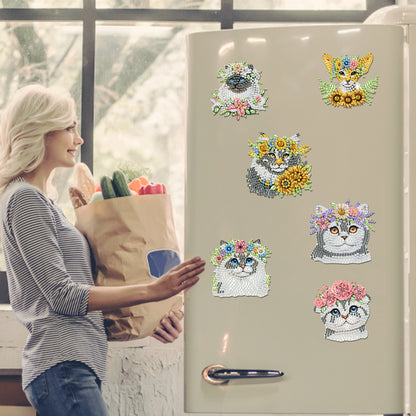 6 Pieces/set Animal Cake DIY Diamond Painting Magnets Refrigerator Fridge Magnet