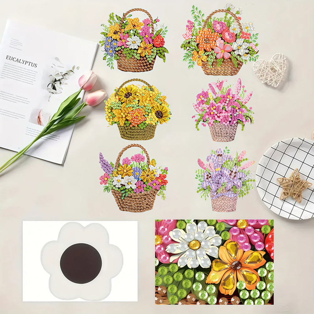 6pcs Flower Insect DIY Diamond Painting Magnet Refrigerator for Adults Beginners