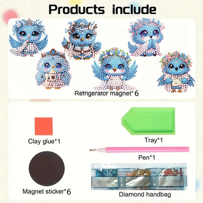 6pcs Flower Insect DIY Diamond Painting Magnet Refrigerator for Adults Beginners
