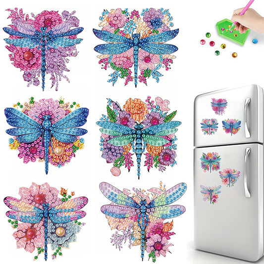 6pcs Flower Insect DIY Diamond Painting Magnet Refrigerator for Adults Beginners