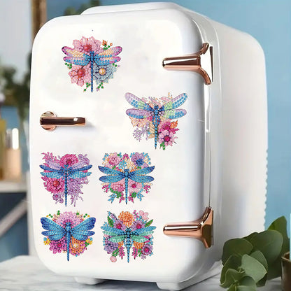 6pcs Flower Insect DIY Diamond Painting Magnet Refrigerator for Adults Beginners