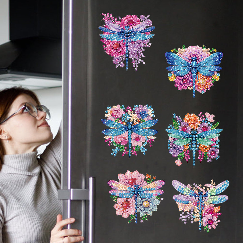 6pcs Flower Insect DIY Diamond Painting Magnet Refrigerator for Adults Beginners