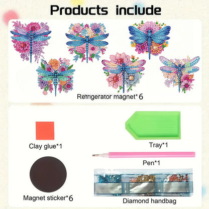 6pcs Flower Insect DIY Diamond Painting Magnet Refrigerator for Adults Beginners