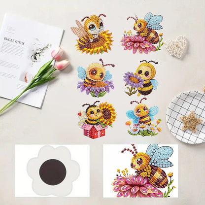 6pcs Flower Insect DIY Diamond Painting Magnet Refrigerator for Adults Beginners