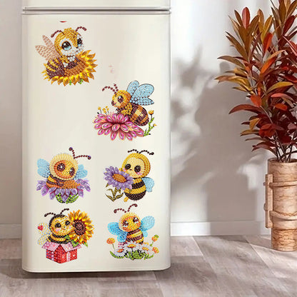 6pcs Flower Insect DIY Diamond Painting Magnet Refrigerator for Adults Beginners